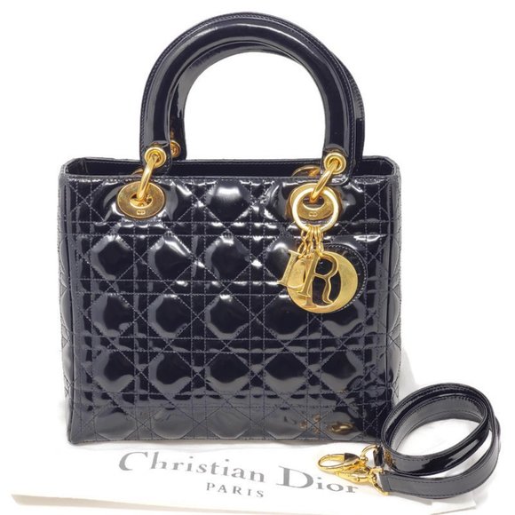 Dior Handbags - CHRISTIAN DIOR LADY DIOR MEDIUM SHOULDER HAND BAG